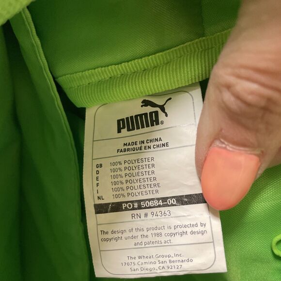 Vintage Puma Oversize Hand Bag Green Neon Polyester Neoprene Y2K - Picture 11 of 14